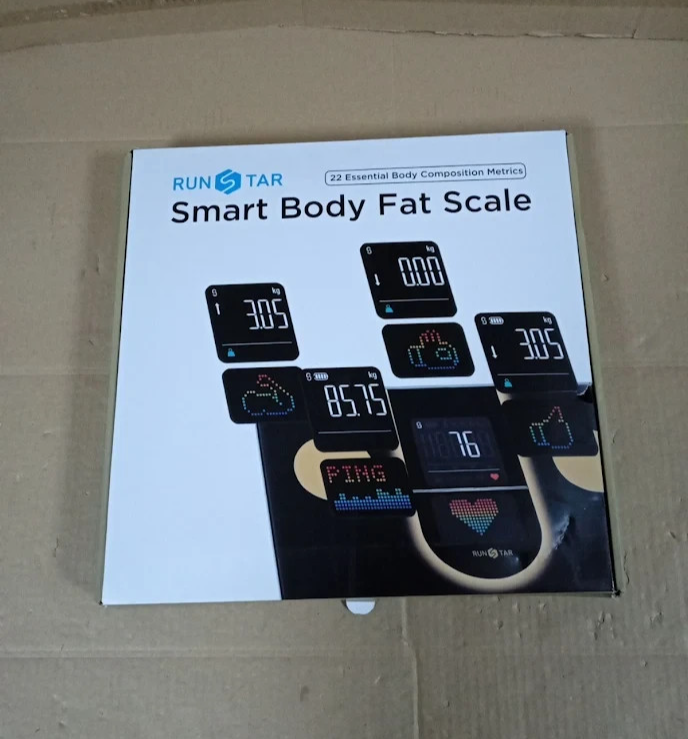 Runstar Body Weight BMI Fat Heart Rate Smart Bathroom Scales LCD Black Brown