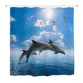 Goodbath Dolphin Shower Curtain Ocean Sea Waterproof 12 Hook 180x180cm New