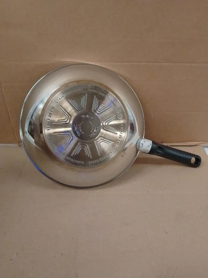Tefal Comfort Max 28cm Stainless Steel Wok Durable Non Stick Pan Thermo G7261944