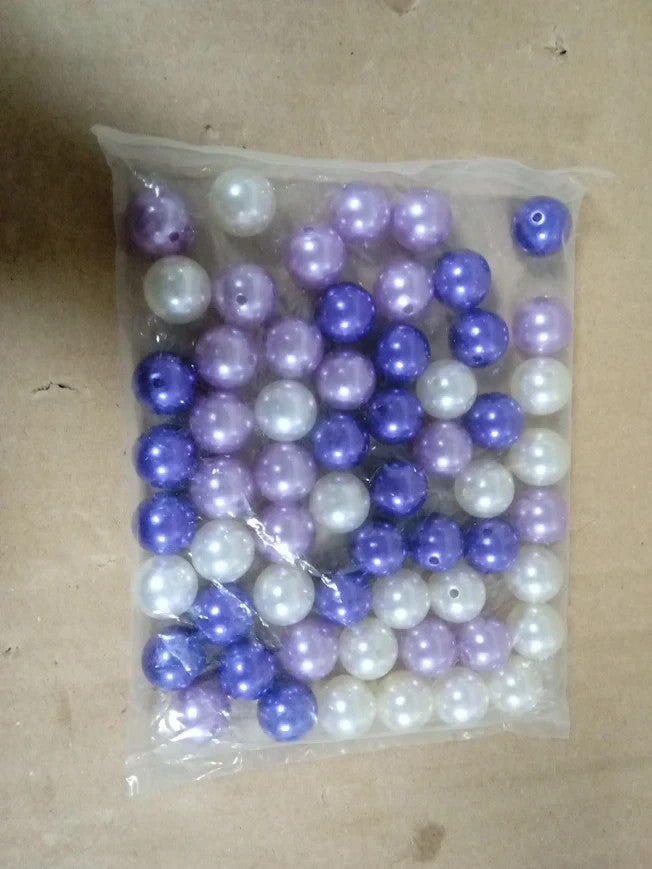 PH PandaHall 20mm Pearl Beads Purple White Bubblegum Beads Chunk Large New
