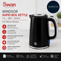 Swan SK14611BLK Windsor Rapid Boil Kettle Limescale Filter 3KW Black