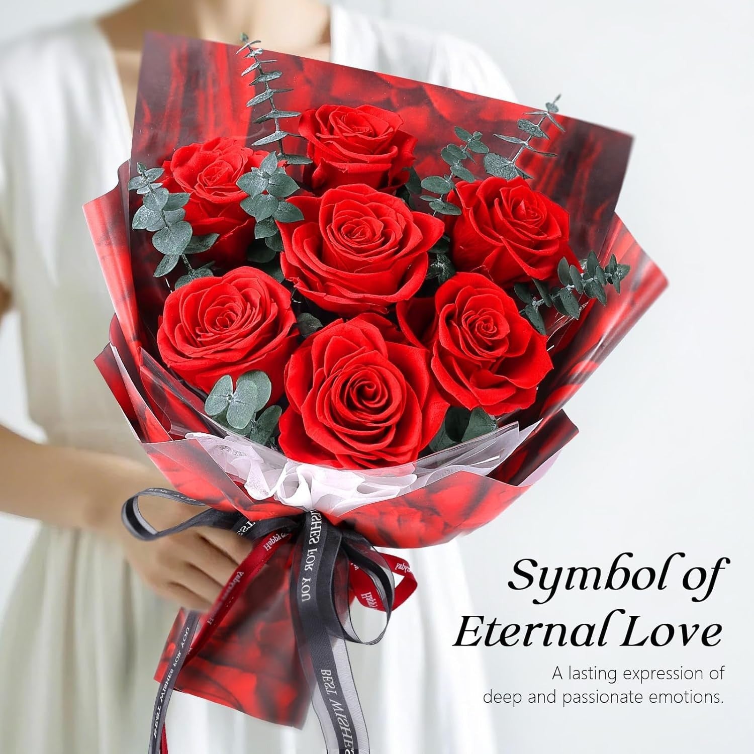 Forever Bouquet Of Flowers Delivery 7 Real Red Roses Eternal Birthday Gifts New