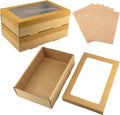 6 Pieces Kraft Bakery Boxes Window 30x20x8cm Large Cookie Box Empty Gift New