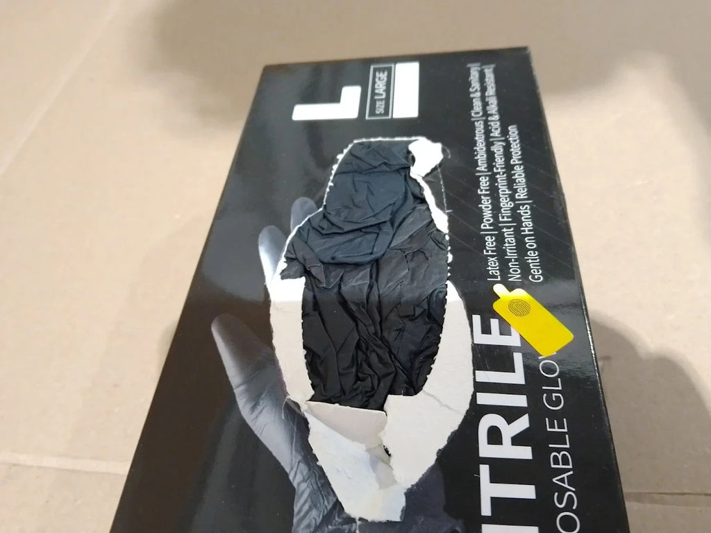 Real Touch Black Nitrile Multi Purpose Disposable Gloves Powder Free Large New