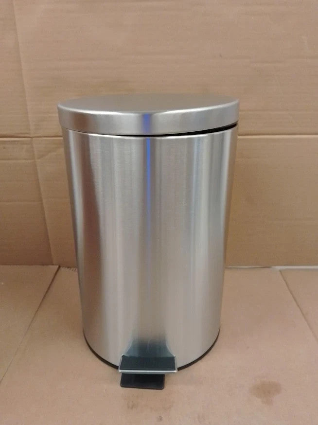Home 12 Litre Brushed Stainless Steel Pedal Bin Chrome Durable Quality Design
