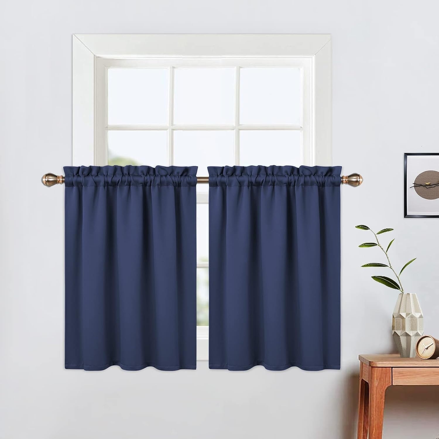 LinTimes Short Curtains 30in Long Bathroom Set 2 Panels Rod Pocket Blackout New