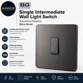 BG Electrical Single Intermediate Wall Light Switch Screwless Front Plate Slim