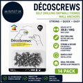 DecoScrews Self Drilling Drywall Plasterboard Fixings Wall Anchors 14pc New