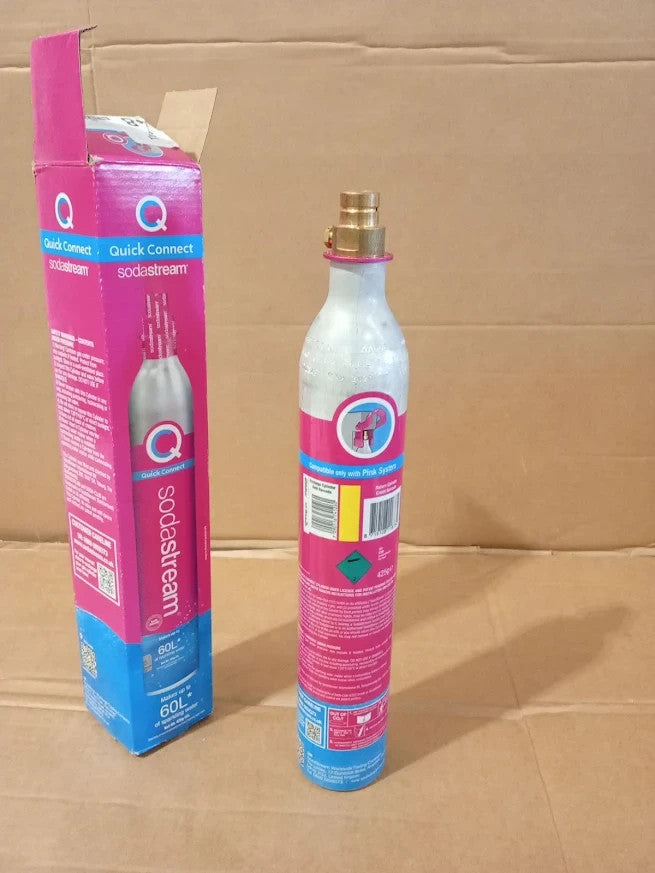 SodaStream Pink CO2 Cylinder 60 Litres Quick Connect Fizzy Drink Maker Design