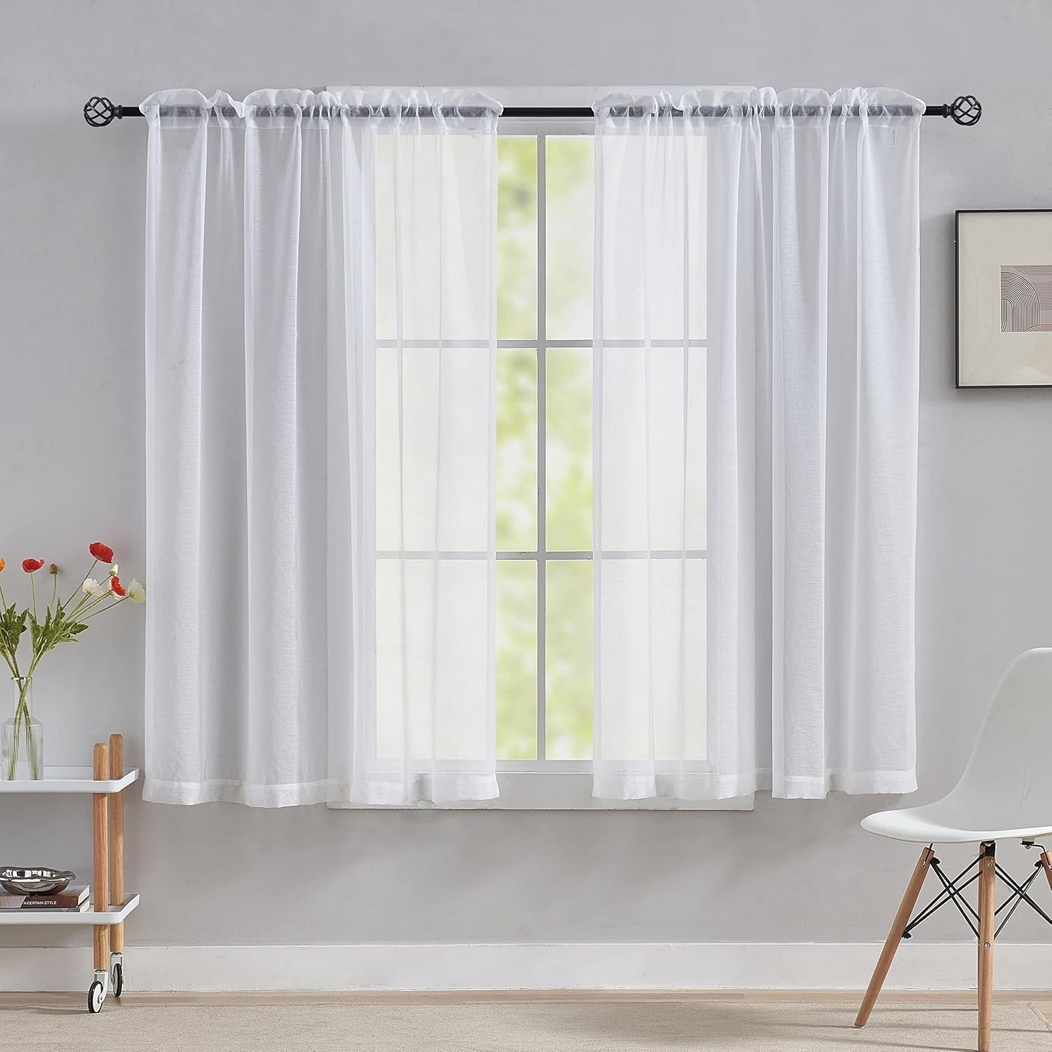 Home Brilliant Sheer Curtains 2 Panels White Net Curtains Privacy 54inx63in New