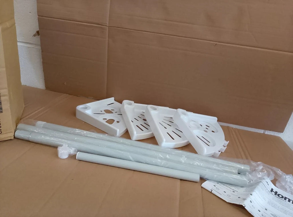 Argos Home Steel Shower Organiser Pole 4 Shelves 244x19.6x19.6cm White New
