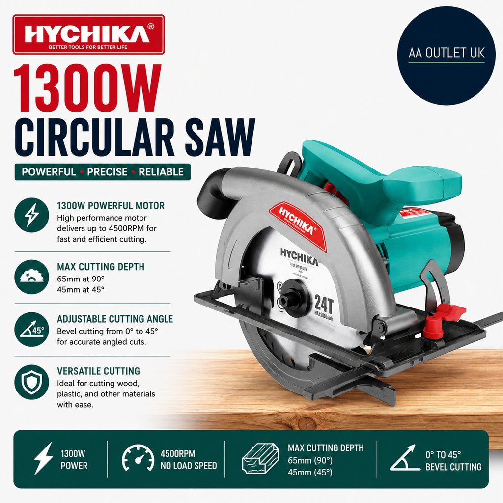 Hychika  Circular 1300W 4500RPM Maximum Cutting Depth 65mm 45mm Cutting Wood