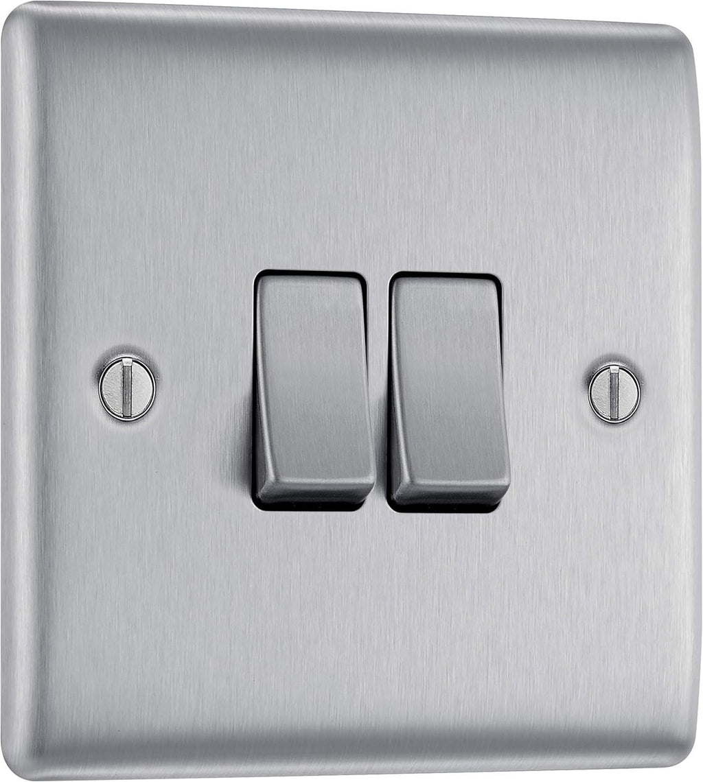 BG Electrical Double Wall Light Switch 2 Way Raised Slim Profile NBS42 New