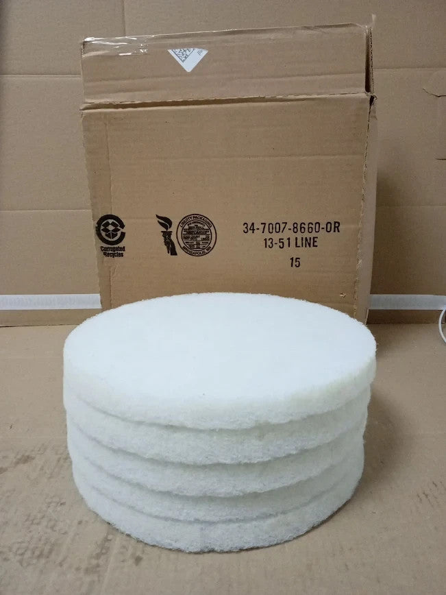 3M 4100 Series White Super Polish Pad 11in Case Of 5 Polyester Medium Grit