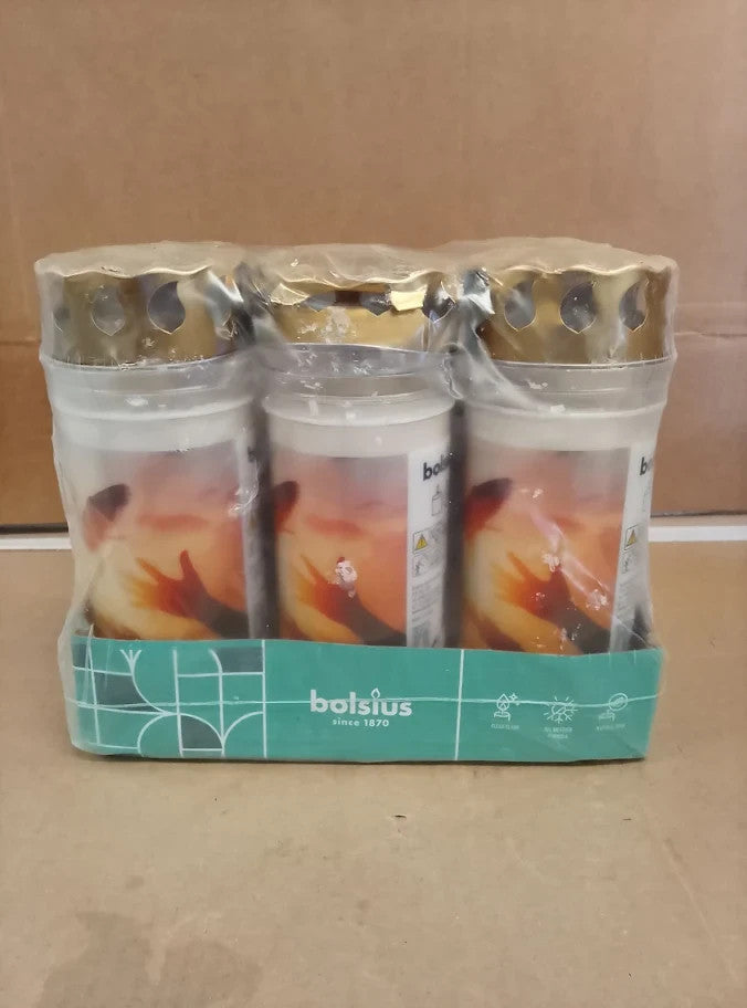 Bolsius Grave Light White Pack of 6 Length Burning Time 120 Hours Unscented New
