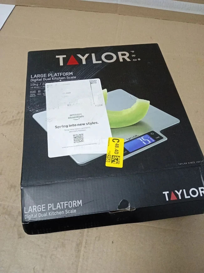 Taylor Pro Digital Large Kitchen Food Scales Standard Tare Feature 10kg Silver