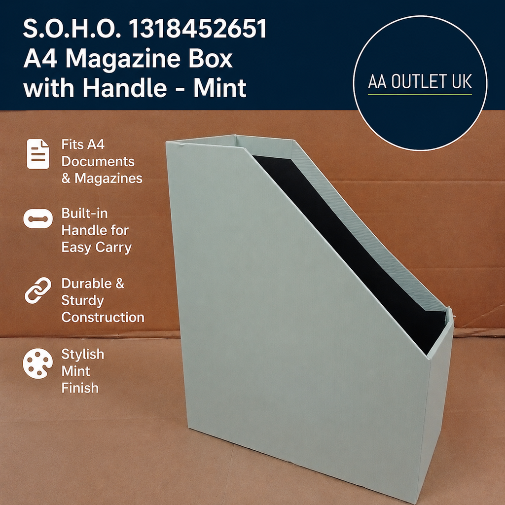 SOHO 1318452651 A4 Magazine Box Handle Mint Cardboard 26x26x31.5cm