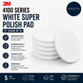 3M 4100 Series White Super Polish Pad 11in Case Of 5 Polyester Medium Grit
