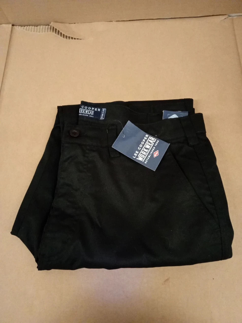 Lee Cooper Mens Cargo Trousers Multi Pocket Safety Workwear Pant 38W / 31L Black