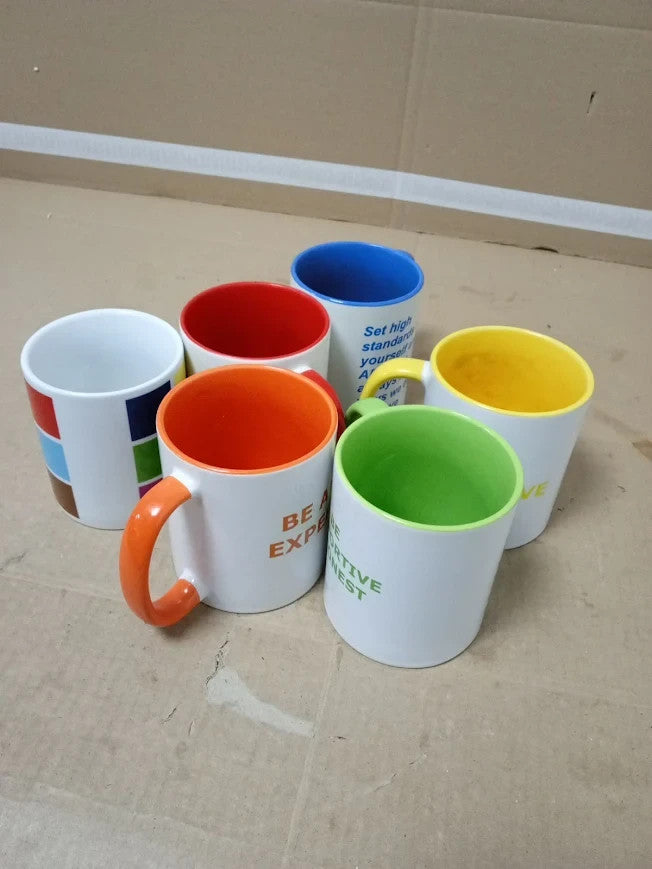 Rainbow Coffee Mugs 350ml Stoneware 6pc