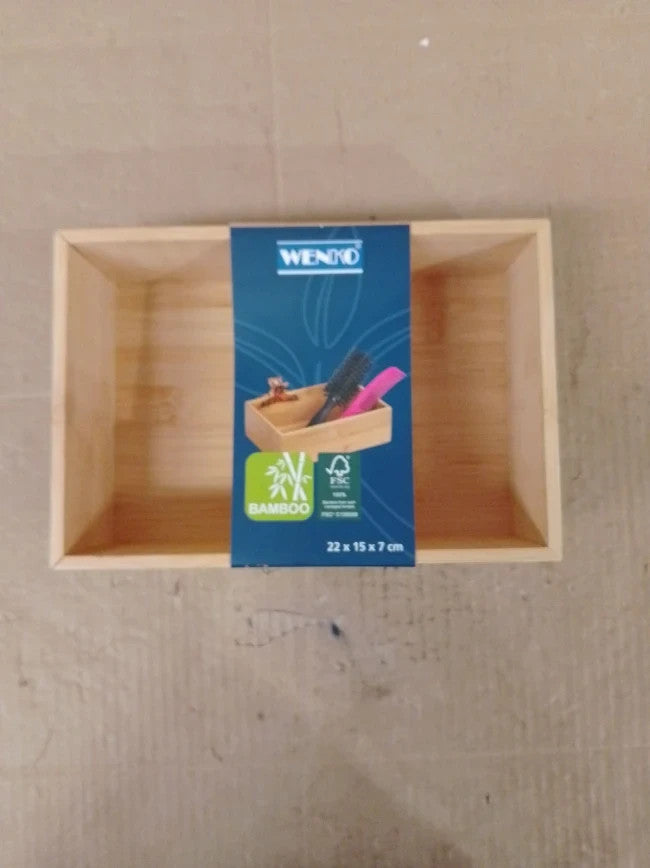 Wenko Terra Bamboo Organiser Box Compartments Storage Box Brown