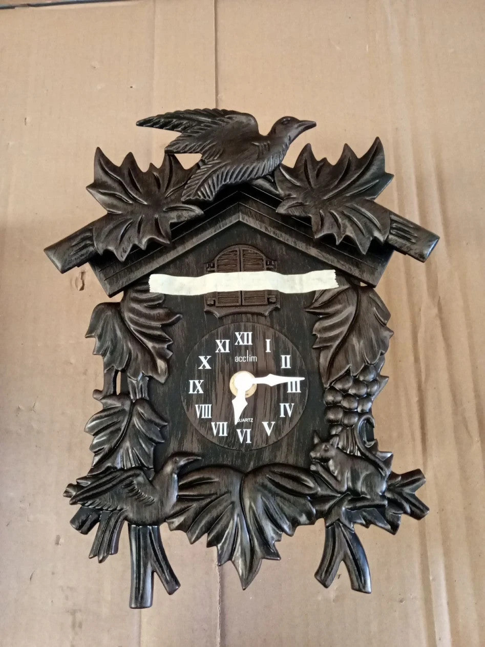 Acctim Hamburg Cuckoo Pendulum Wall Clock Black Brown Analogue Classic