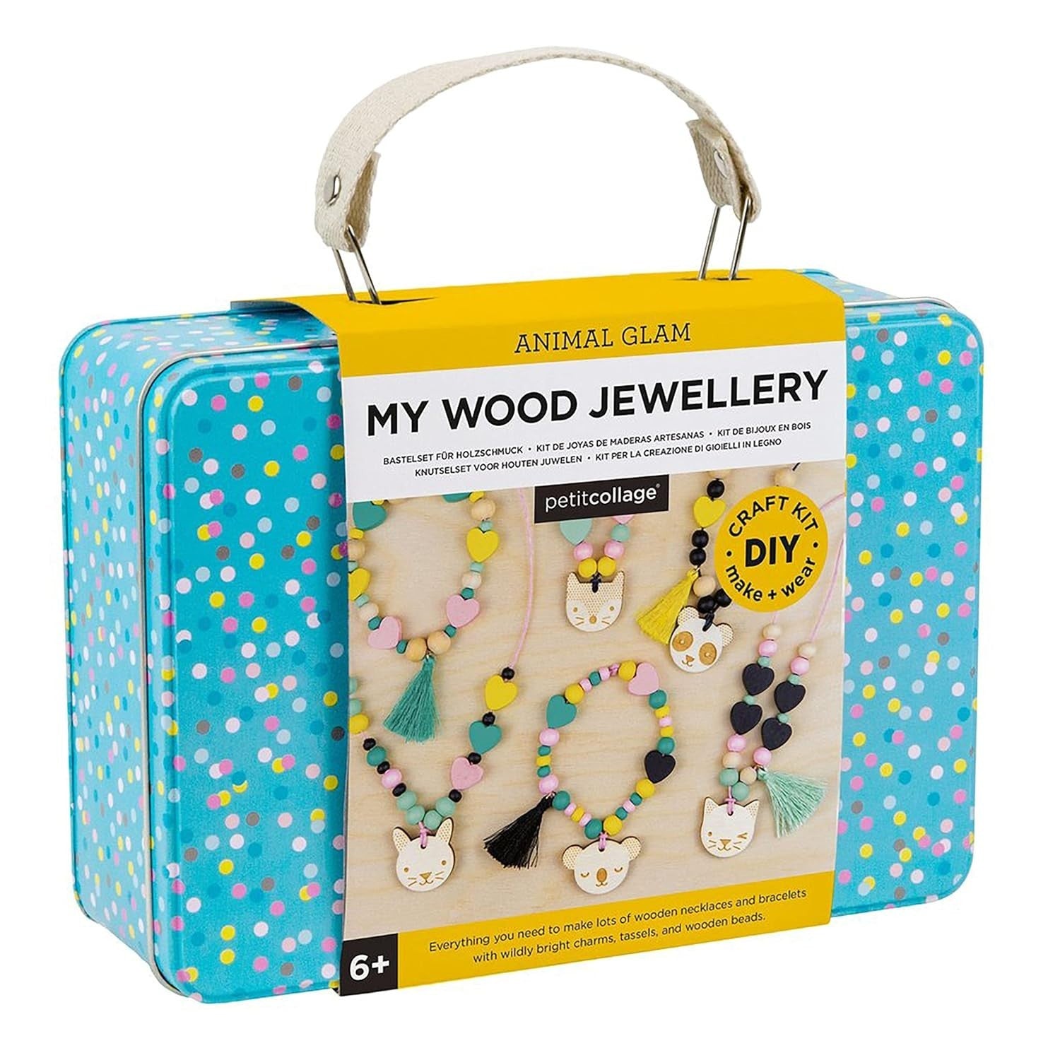 Petit Collage Animal Glam Wood Jewellery Craft Kit Set 14.8x21x7cm 6+ New