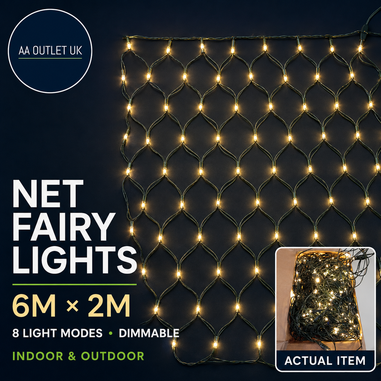 Net Lights Outdoor Indoor 6x2m Large Mesh Fairy Lights Plug In Waterproof