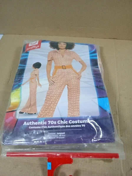 Smiffys Authentic 70s Chic Costume Orange Jumpsuit 1970s Disco Fancy New