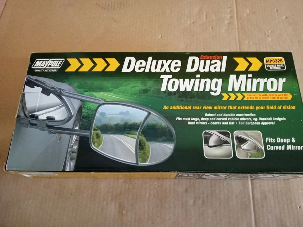 Maypole Deluxe Dual Glass Aero Towing Mirror Universal Fit Vehicle Truck Car