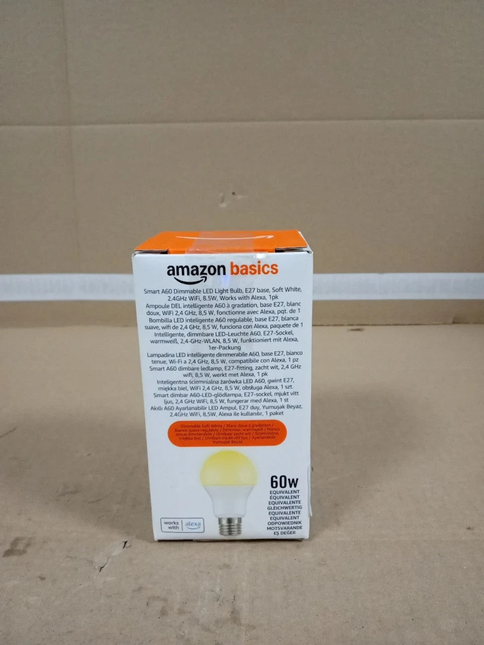 Amazon Basics Smart Dimmable LED Light Bulb E27 Base Soft White 60W Alexa New