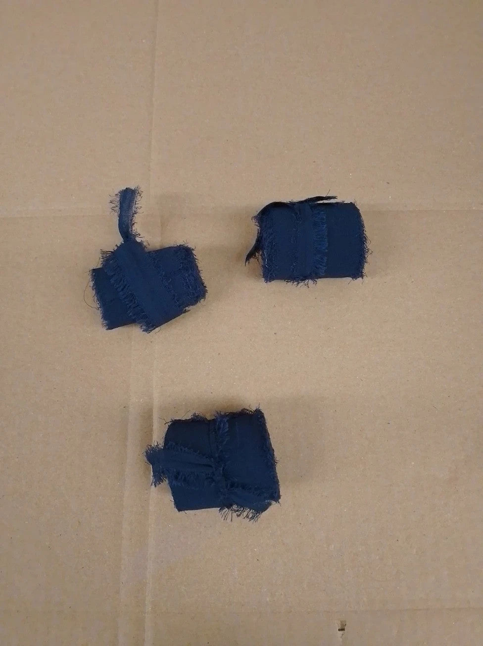 Navy Blue Chiffon Ribbon 3 Rolls 1.5"x5 Yards Navy Handmade Fringe Silk New