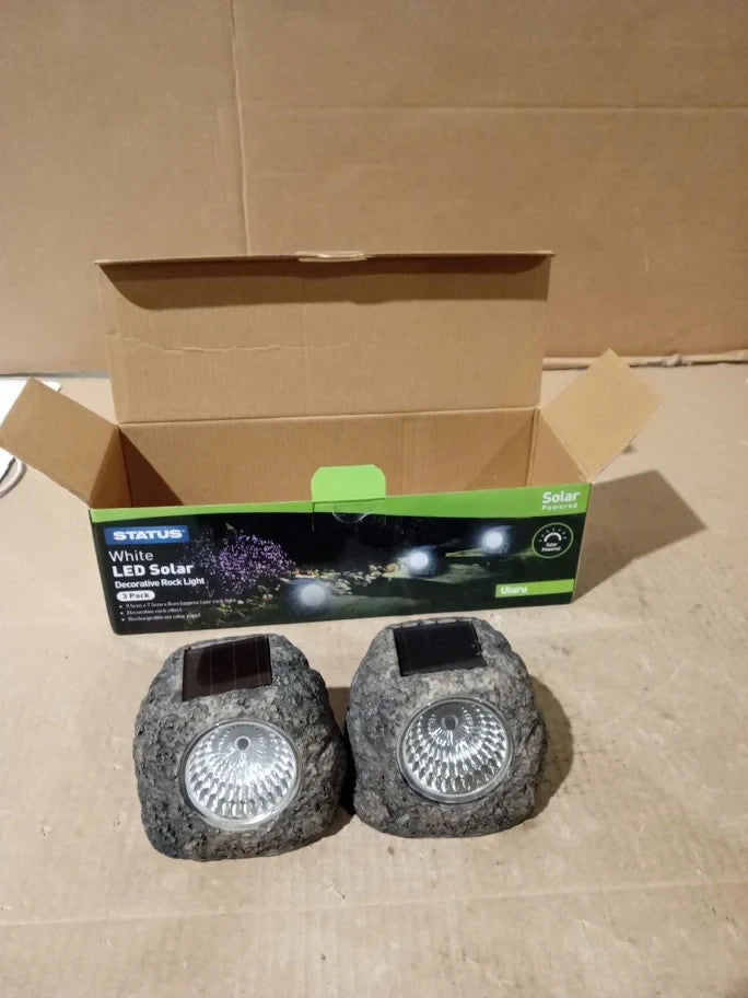 Status Uluru Outdoor Garden Solar Light 2 Pack Led Rock Design Solar Lights New