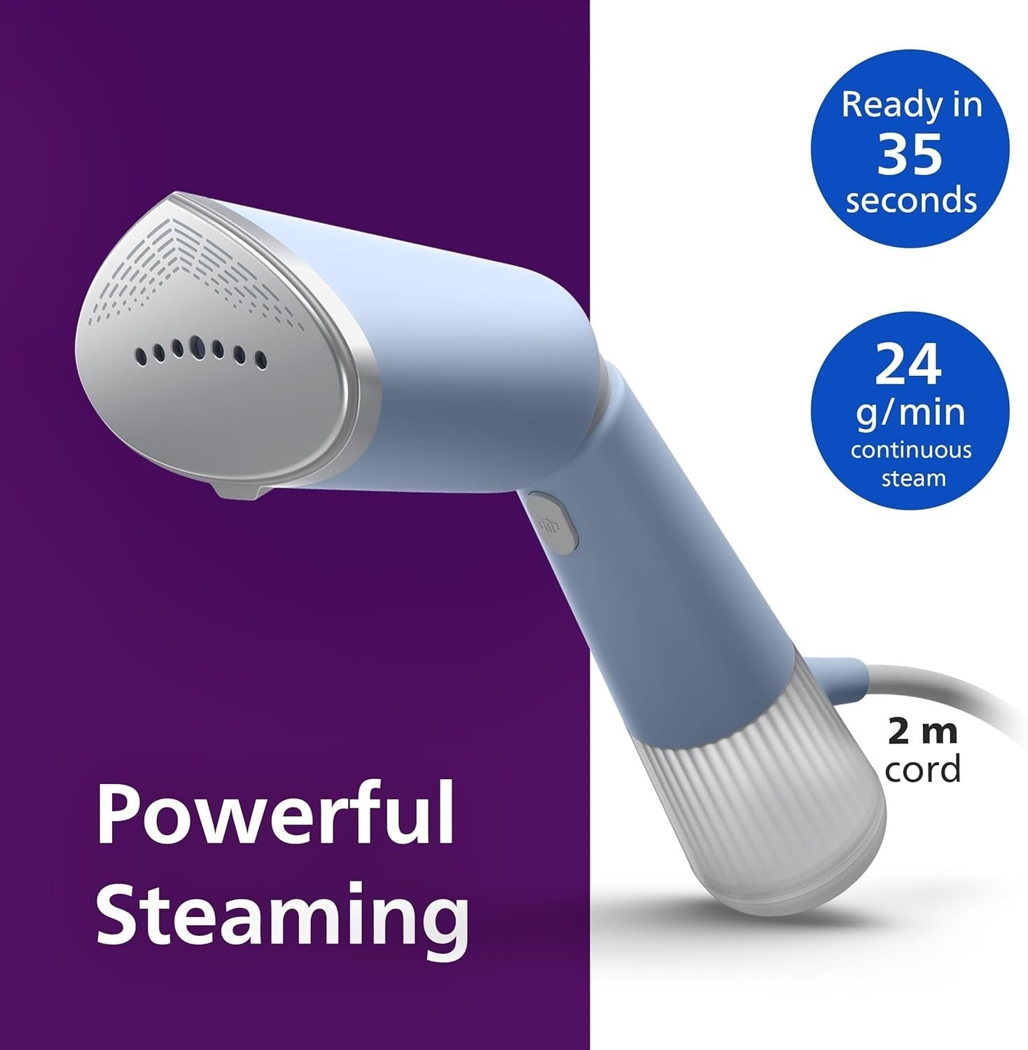 Philips 5000 Series Handheld Steamer Ready In 35 Seconds Active Steam Plate New