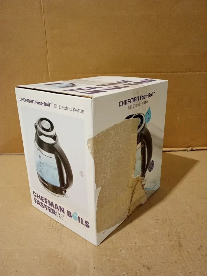 Chefman Electric Kettle 1.8L 3000w Hot Water Boiler Removable Lid Glass New
