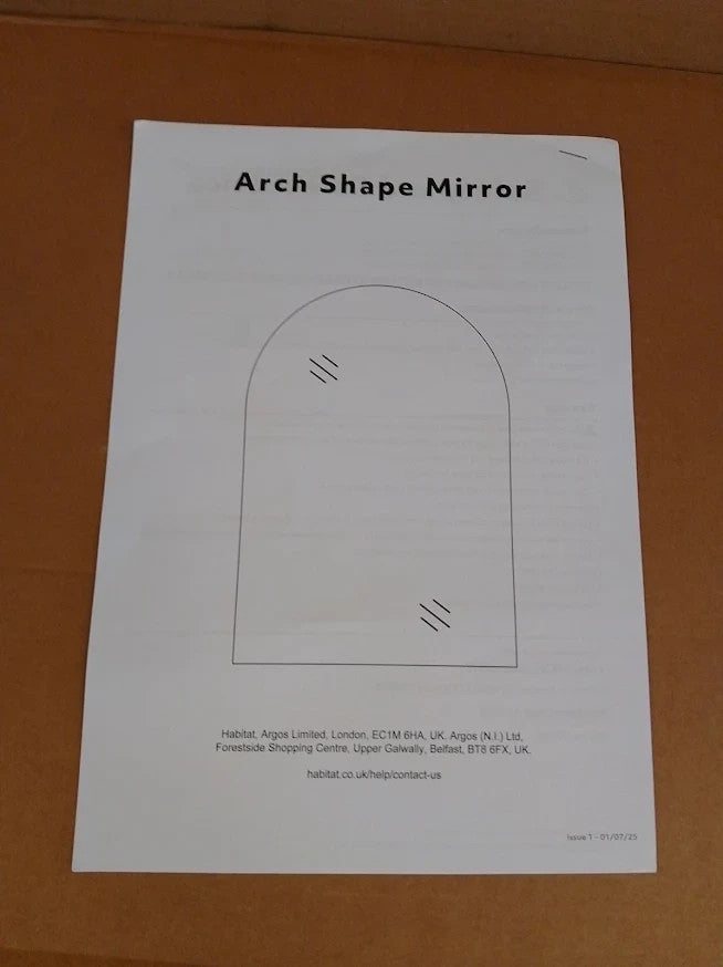 Habitat Gold Arch Wall Mirror 100x70cm Large Decorative Bathroom Bedroom Mirror