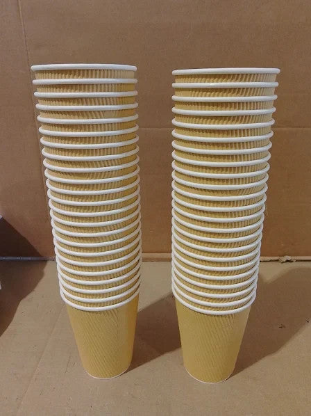 Nationwide Paper Coffee Cups Lids 12oz Disposable Triple Walled Ripple Brown New