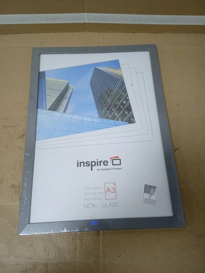 Hampton Poster Frame A3 29.7x42cm Light Grey Acrylic Front Engineered New