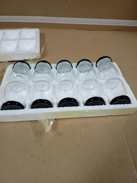 ASelected 10pcs Clear Glass Bottles Pretty Black Lids 100ml Pudding Yogurt New