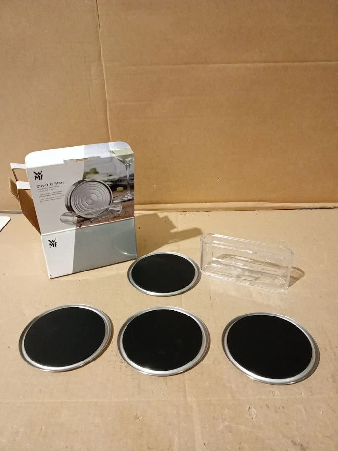 Wmf Loft Coaster Set Silver 4 Piece Stainless Steel and Plastic Silver New