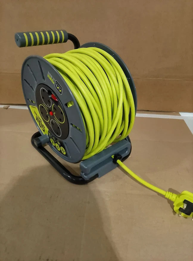Masterplug OLU50134SL PX Pro XT 4 Socket Cable Reel 50m Green Thermal Cut Design