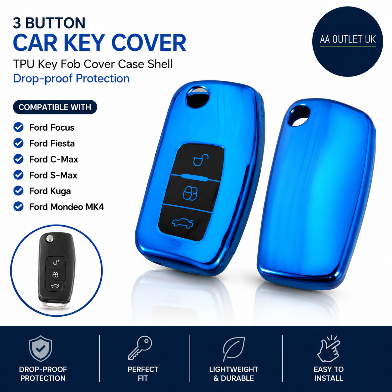 The Lord Of The Tools Car Key Cover Finish TPU 3 Button Fob Ford Focus Fiesta C
