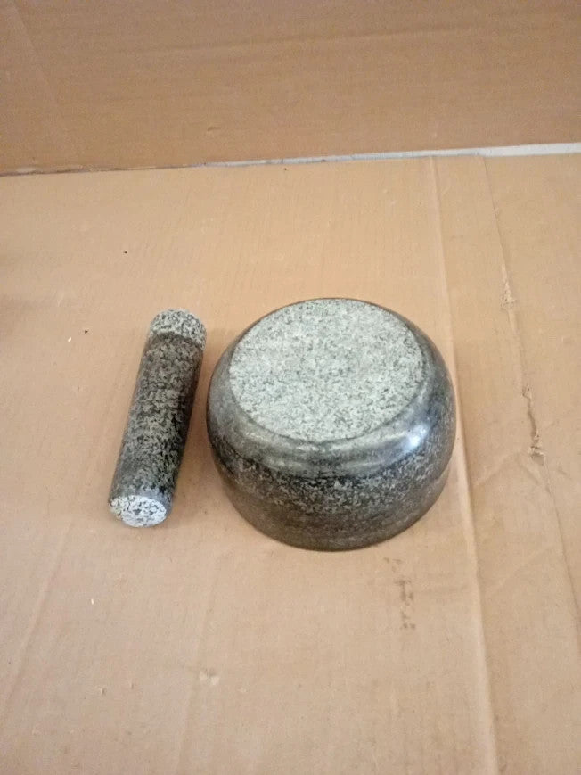 Zuvo Pestle Mortar Set Natural Stone Spice Herb Grinder Crushes Black New