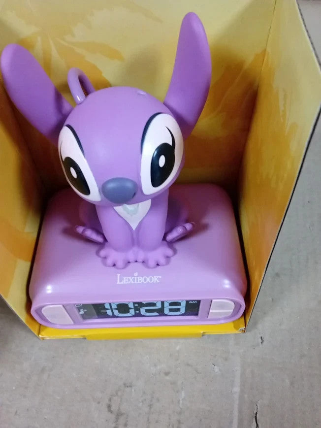 Lexibook Disney Stitch Angel Night Light Alarm Clock Sounds Melodies Backlit New