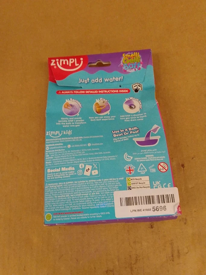 ZIMPLI Smelli Gelli Baff Bubblegum 1 Bath 6Play Uses Bath Toy 3+ New