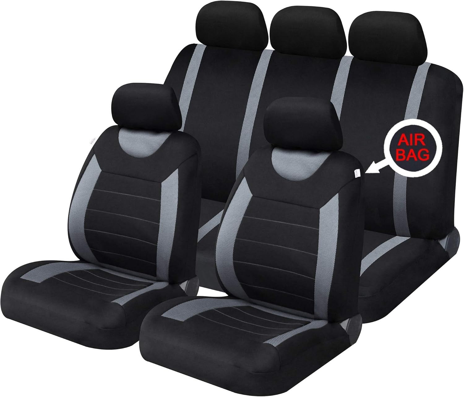 Sakura Car Seat Headrest Covers Carnaby Grey SS5398 Full Set Universal New