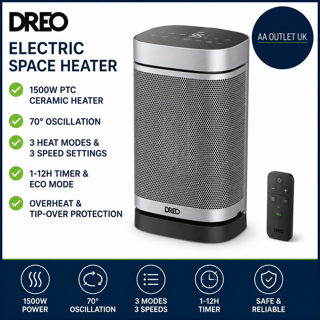 Dreo Electric Space Heater 70° Oscillating Portable Heaters Home 1500W PTC