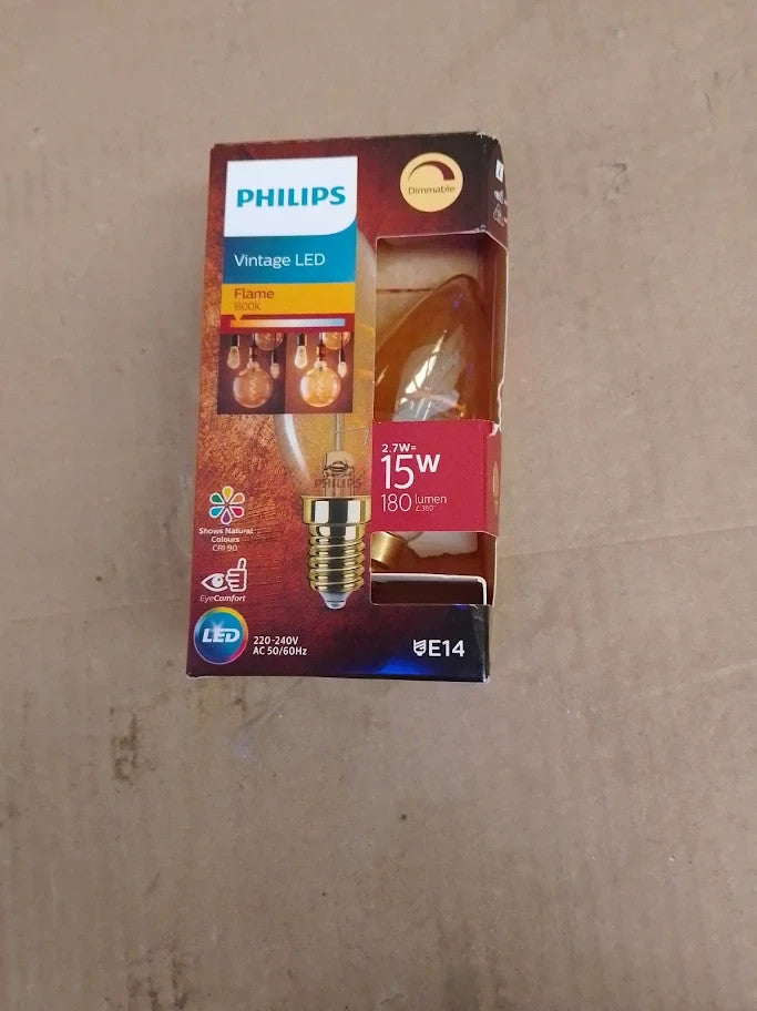 Philips Vintage Amber Spiral B35 Bulb Dimmable Flicker Free Eye Comfort New