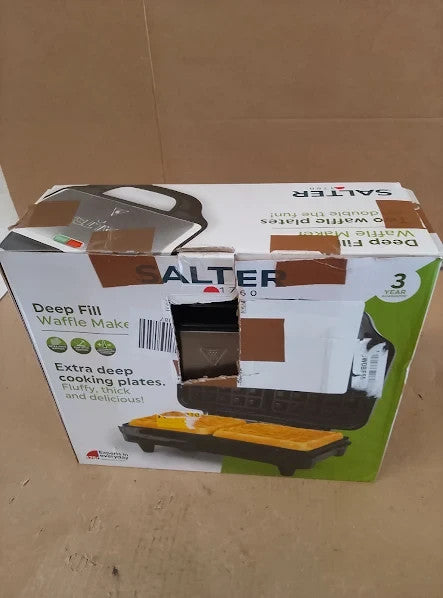 Salter Double Waffle Maker Non Stick Iron Plates Deep Fill 900W 29.3x15.1x29cm