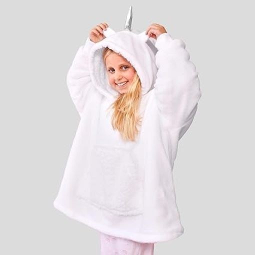 Dreamscene Unicorn Sherpa Fleece Hoodie Blanket Wearable Soft Warm Oversize New
